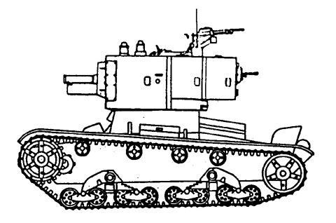 Танк Т-26, чертеж танка с зенитным пулемётом