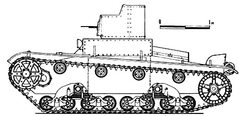 Танк Т-26, вид слева на чертеже