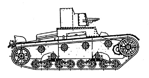 Танк Т-26, чертеж ходовой части, вид справа