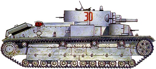 Танк Т-28, зимняя окраска, вид справа