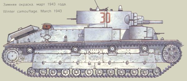 Танк Т-28, зимняя окраска, март 1943 года