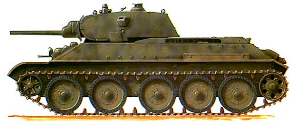 Танк Т-34 рисунок вид слева