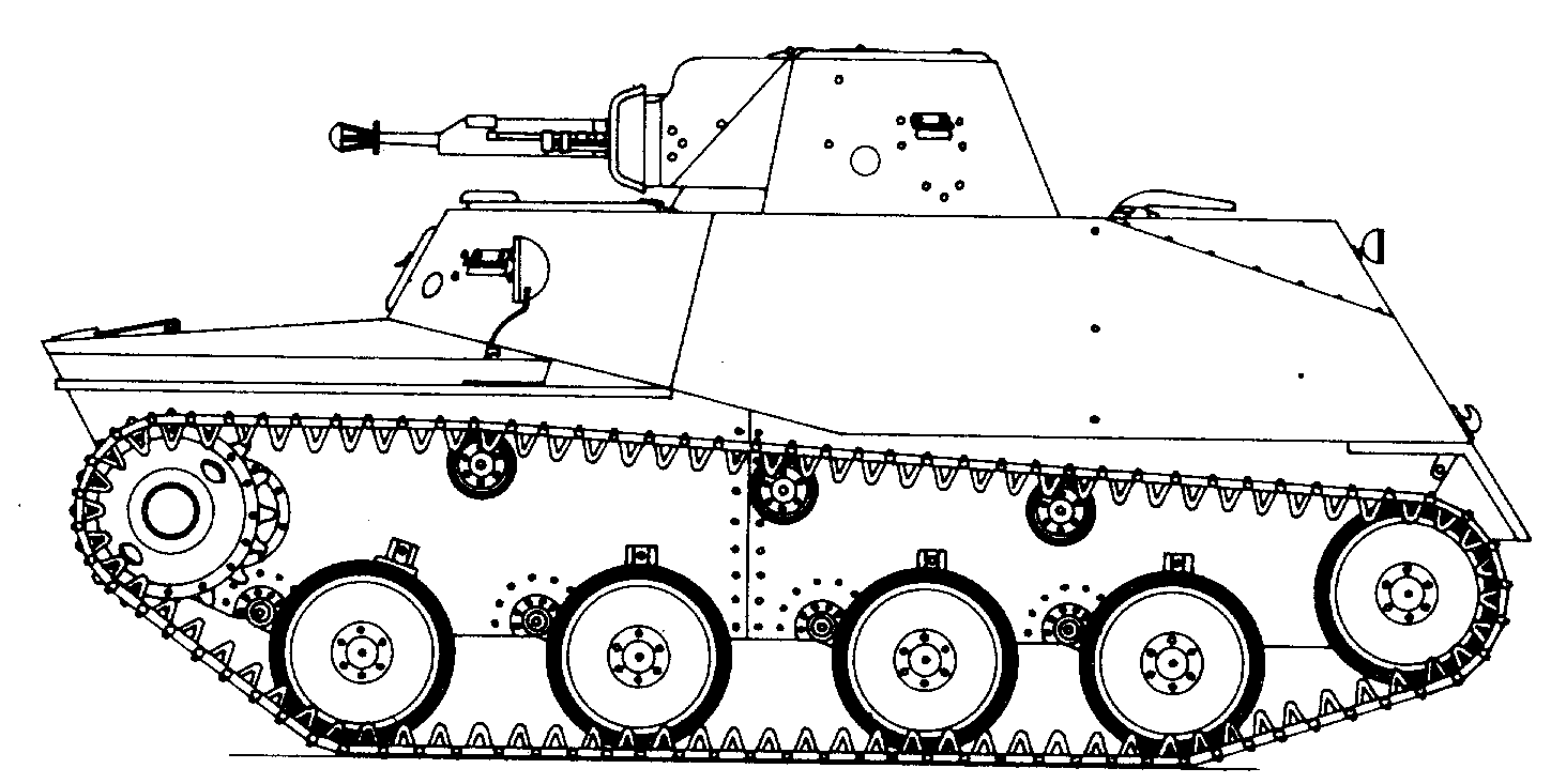 Танк Т-40, чертёж, вид слева