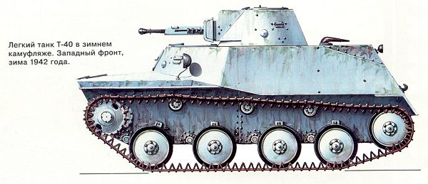 Танк Т-40, зимний камуфляж 1942 года