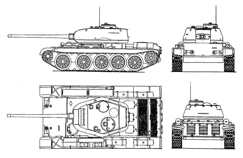 Танк Т-44, чертёж